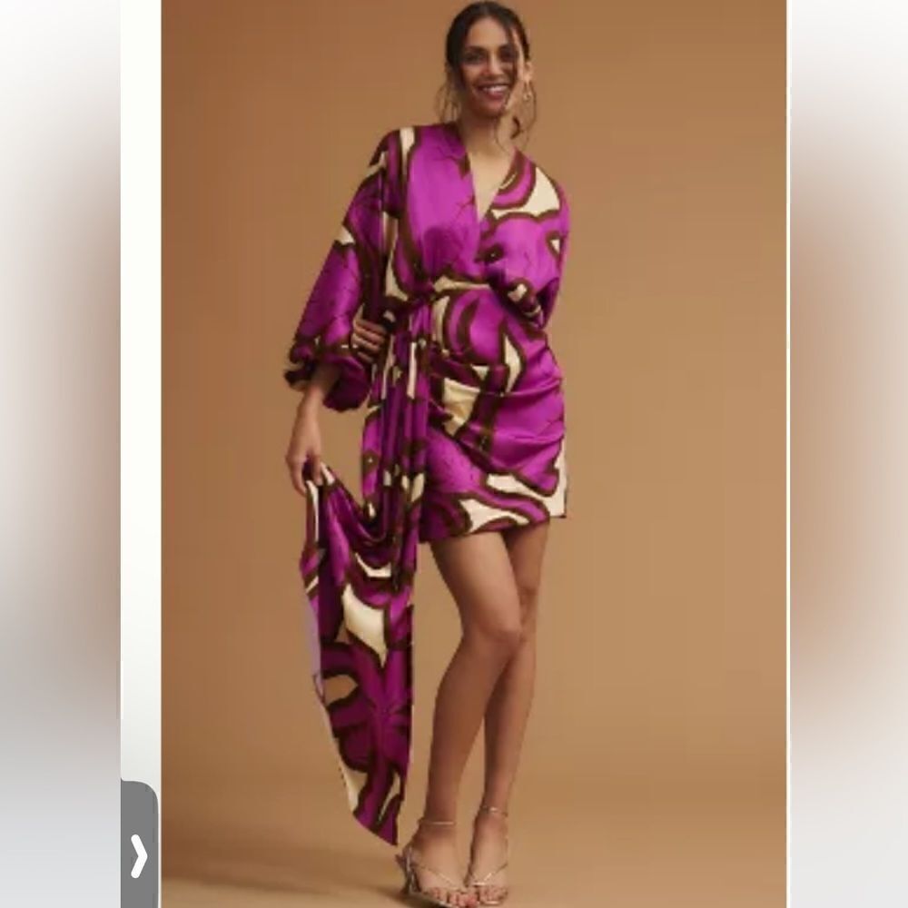 NWT Anthropologie EUGENIA FERNÁNDEZ Mustafa Print Mini Dress Menara Berry Small